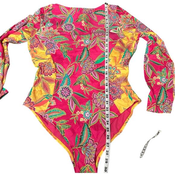 JOHNNY WAS Flamingo Mix Surf Cut-Out One Piece Swimsuit Plus Size 3X NWT $248 - Picture 6 of 10